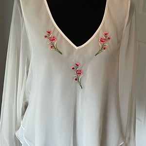 Victoria Secret V Neck Sheer Top SZ Small